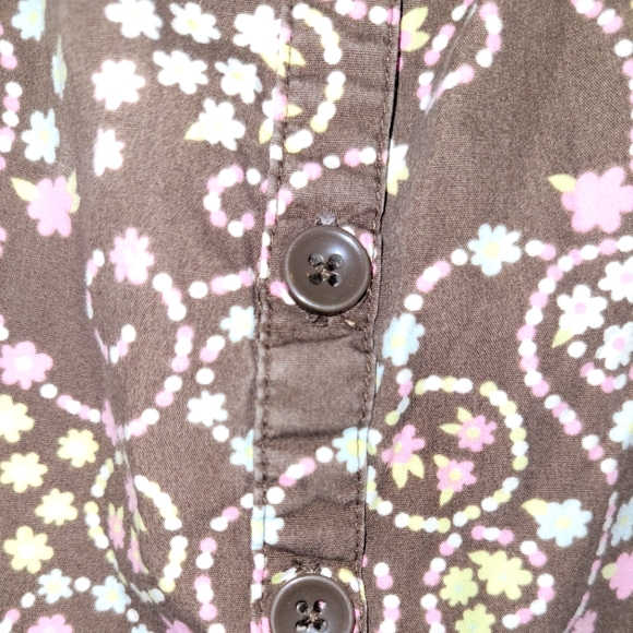 🌸 Vintage Gymboree Outlet Brown Floral Bow Strap Button Front Sundress 4T - Picture 7 of 7